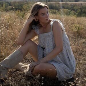 Oak Meadow Opi Tea Floral Dress Dusty Blue